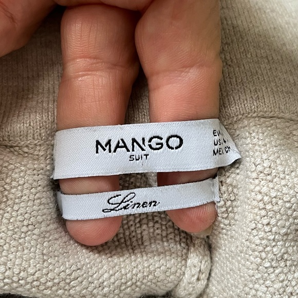 Mango Capri linen wide leg Pants with attached Belt with silver loop - Picture 12 of 13